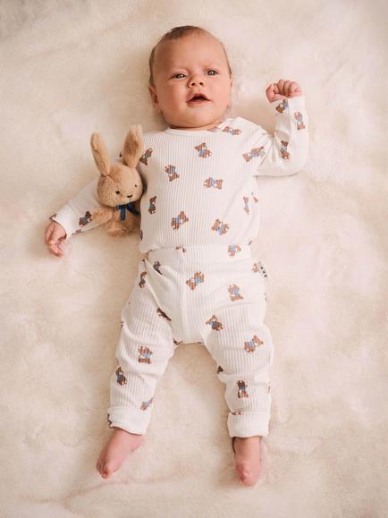 Hux Baby Baby Long Sleeve Bodysuit, Almond Milk - view 2, Almond Milk