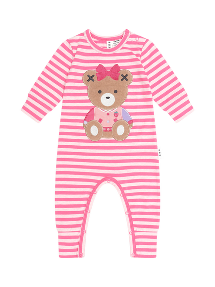 Hux Baby Baby Long Sleeve Stripe Bodysuit, Berry, Berry