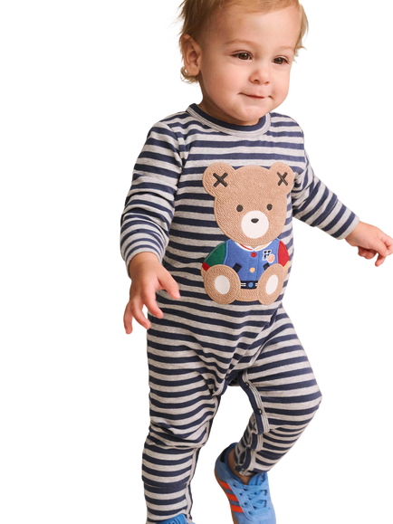 Hux Baby Baby Long Sleeve Stripe Bodysuit, Ink - view 2, Ink
