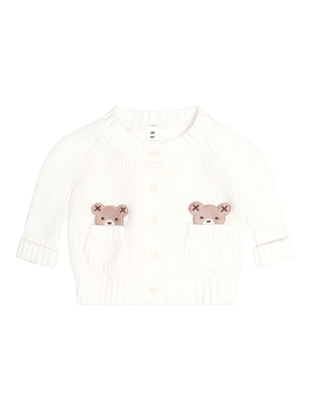 Hux Baby Baby Peekaboo Cotton Cardigan, Almond Milk, Almond Milk