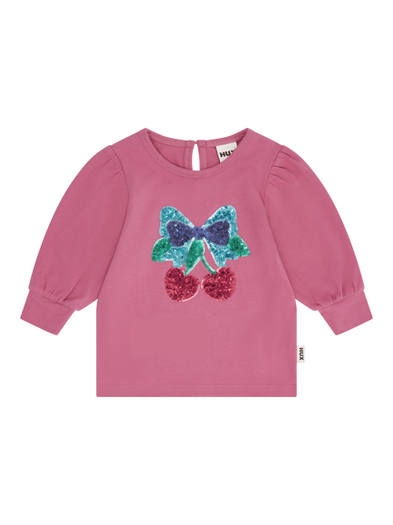Hux Baby Sequin Cherry Long Sleeve Top, Dusty Rose, Dusty Rose