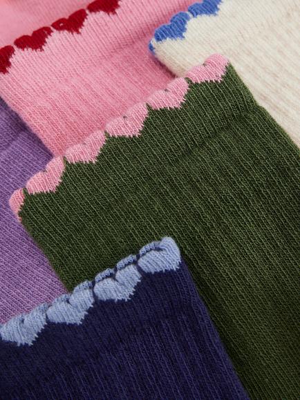 Mini Boden Kids' Fun Trim Cotton Rich Socks, Pack of 5, Multi - view 2, Multi