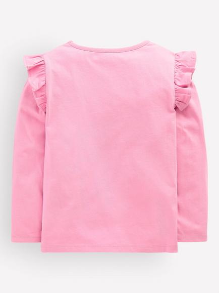 Mini Boden Kids' Long Frill Sleeve T-Shirt, Pink Lavender Dogs - view 2, Pink Lavender Dogs