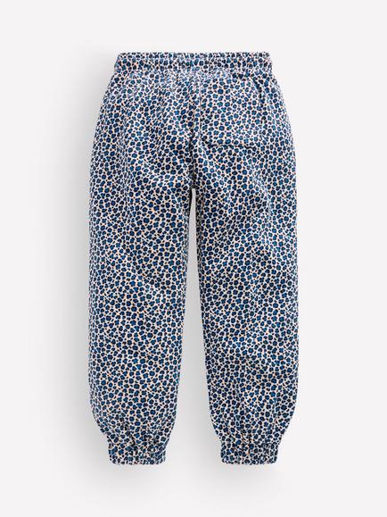 Mini Boden Kids' Fun Printed Cotton Trousers, White/Blue Leopard - view 2, White/Blue Leopard