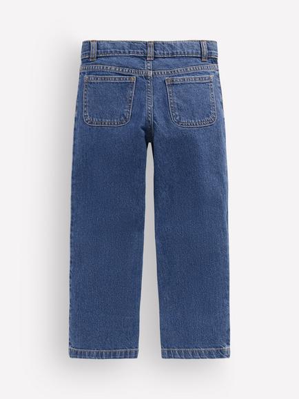 Mini Boden Kids' Patch Pocket Jeans, Blue - view 2, Denim Blue