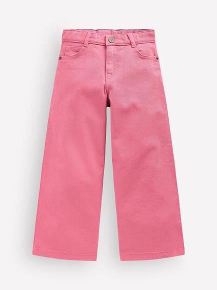 Mini Boden Kids' Wide Leg Jeans, Pink Heather, Pink Heather
