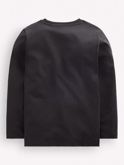 Mini Boden Kids' Dinosaur Long Sleeve Top, Shadow Grey - view 2, Shadow Grey