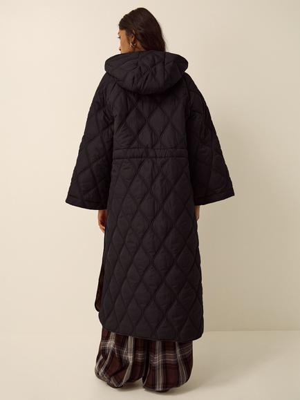 Monsoon Andi Quilted Longline Cape, Black - view 2, Black