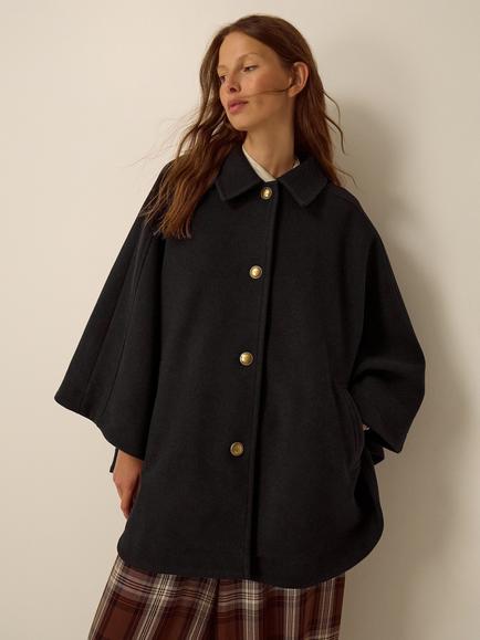 Monsoon Claudie Cape Coat, Black, Black