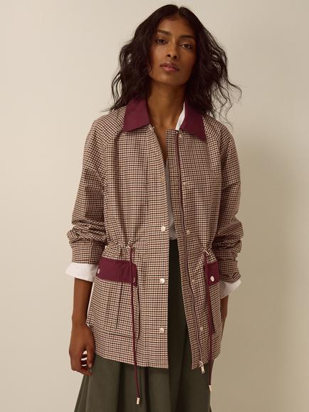 Monsoon Lola Check Barn Jacket, Brown, Brown