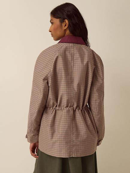 Monsoon Lola Check Barn Jacket, Brown - view 2, Brown
