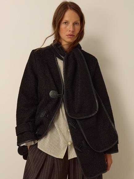 Monsoon Mae Boucle Pea Coat, Black, Black