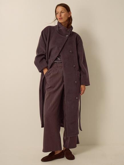 Monsoon Millie Funnel Neck Belted Coat, Chocolate, Chocolate