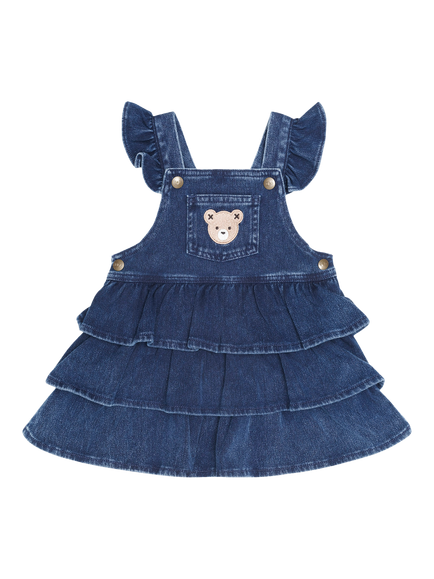 Hux Baby Baby Denim Pinafore Dress, Blue Denim, Blue Denim