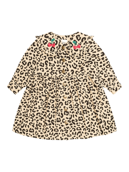 Hux Baby Baby Long Sleeve Leopard Print Dress, Brown, Brown