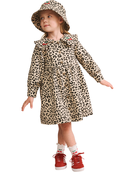 Hux Baby Baby Long Sleeve Leopard Print Dress, Brown - view 2, Brown