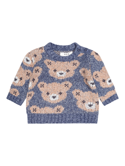 Hux Baby Baby Crew Neck Bear Jumper, Multi, Multi