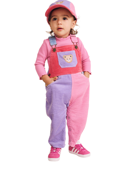 Hux Baby Baby Colour Block Huxbear Dungarees, Multi - view 2, Multi
