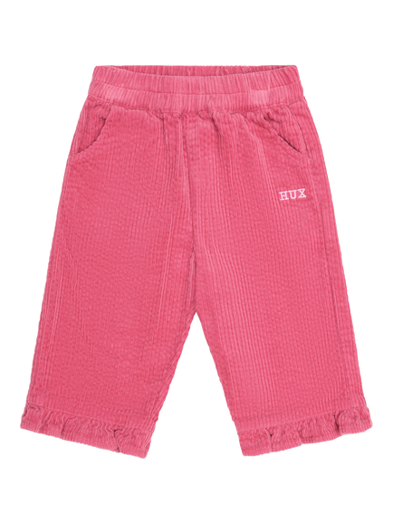 Hux Baby Kids' Corduroy Frill Hem Trousers, Berry, Berry