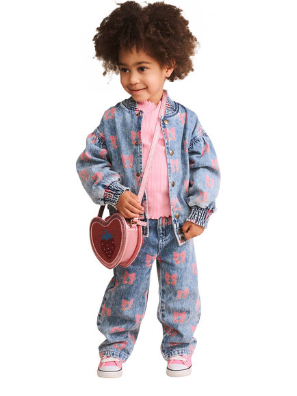 Hux Baby Baby Cherry Bow Denim Trousers, Multi Denim - view 2, Multi Denim