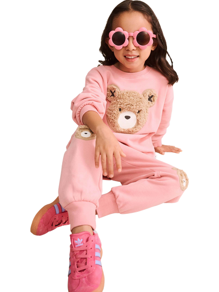 Hux Baby Baby Huxbear Fleece Drawstring Joggers, Vintage Pink - view 2, Vintage Pink