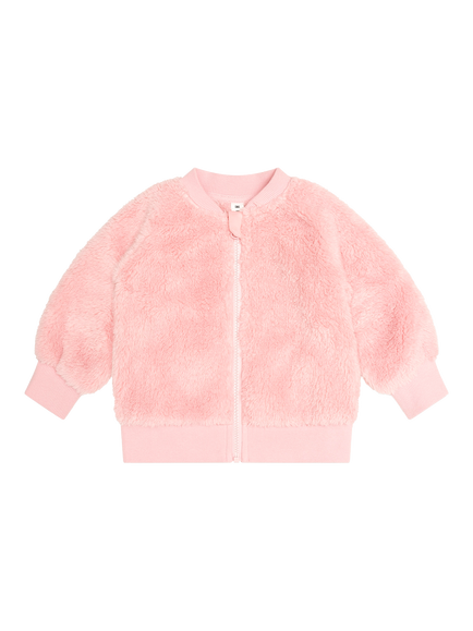 Hux Baby Kids' Cherry Bow Furry Jacket, Vintage Pink, Vintage Pink