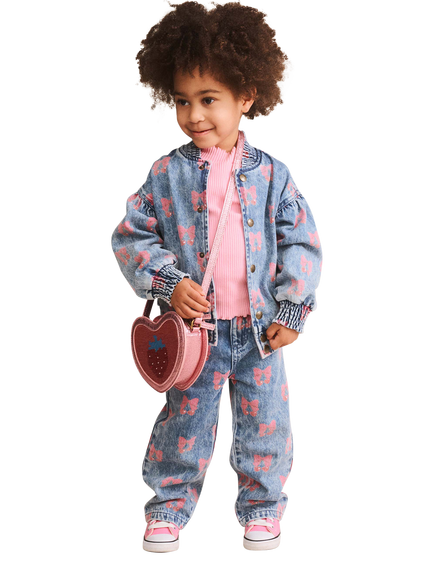 Hux Baby Baby Cherry Bow Denim Jacket, Multi Denim - view 2, Multi Denim