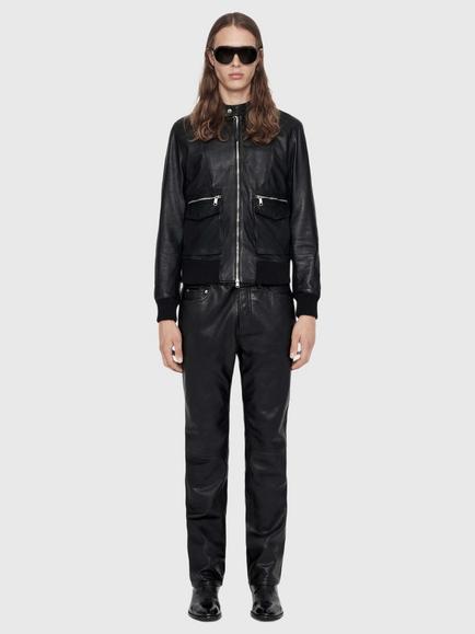 AllSaints Hiro Leather Bomber Jacket, Black - view 2, Black