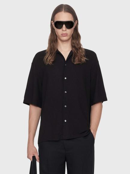 AllSaints Archer Short Sleeve Shirt containing LENZING™ ECOVERO™ Viscose, Black