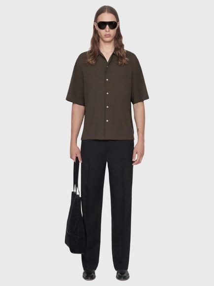 AllSaints Archer Shirt containing LENZING™ ECOVERO™ Viscose, Dark Olive - view 2, Dark Olive