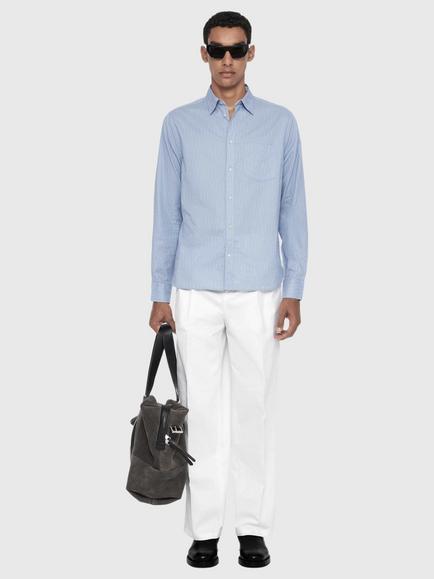 AllSaints Judd Cotton Stripe Shirt, Salton Blue - view 2, Salton Blue