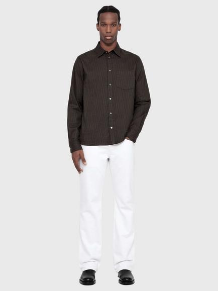 AllSaints Judd Striped Long Sleeve Shirt, Trail Brown - view 2, Trail Brown