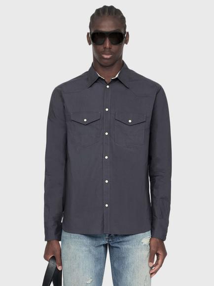 AllSaints Kenil Cotton Shirt, Moonstone Blue, Moonstone Blue