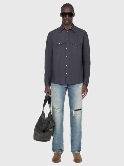 AllSaints Kenil Cotton Shirt, Moonstone Blue - view 2, Moonstone Blue