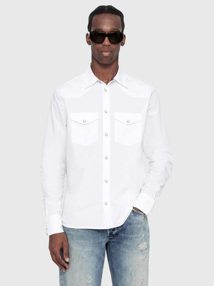 AllSaints Kenil Long Sleeve Cotton Shirt, White, White
