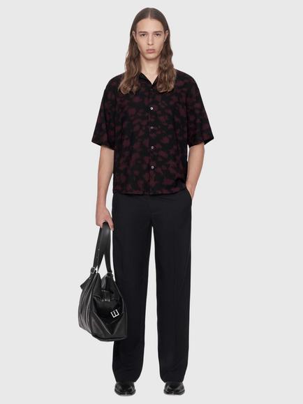 AllSaints Leo Viscose Rich Loose Fit Abstract Shirt, Black/Brown - view 2, Black/Brown