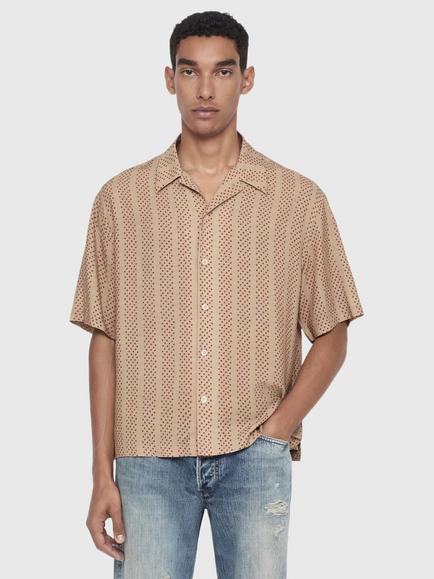 AllSaints Quasar Shirt containing LENZING™ ECOVERO™ Viscose, Camel/Red, Camel/Red