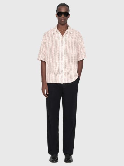 AllSaints Quasar Loose Fit Stripe Polka Dot Shirt containing LENZING™ ECOVERO™ Viscose, Ivory/Red - view 2, Ivory/Red