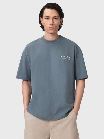 AllSaints Backstage Cotton Crew Neck T-Shirt, Lunar Blue, Lunar Blue