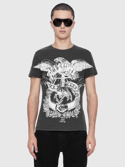 AllSaints Emblems Cotton Crew Neck T-Shirt, Nearly Black, Nearly Black