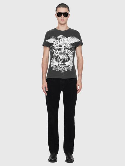 AllSaints Emblems Cotton Crew Neck T-Shirt, Nearly Black - view 2, Nearly Black