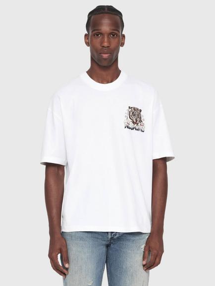AllSaints Tigress Cotton Graphic Crew Neck T-Shirt, Optic White, Optic White