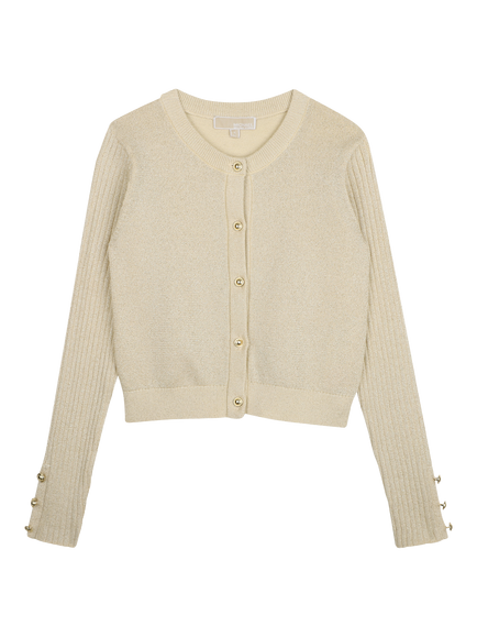 Michael Kors Kids' Metallic Knit Cardigan, Gold Yellow, Gold Yellow