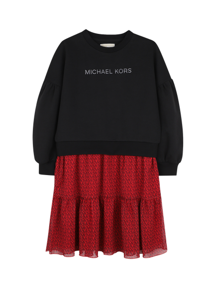 Michael Kors Kids' Sweatshirt Dress, Black/Red, Black