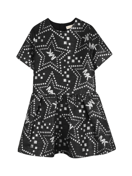 Michael Kors Kids' Short Sleeve Jacquard Star Dress, Black, Black