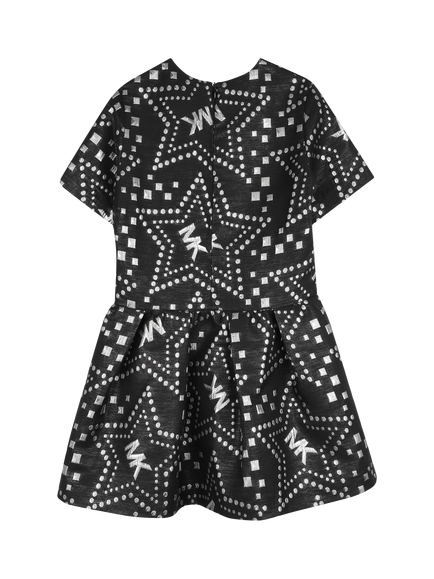 Michael Kors Kids' Short Sleeve Jacquard Star Dress, Black - view 2, Black