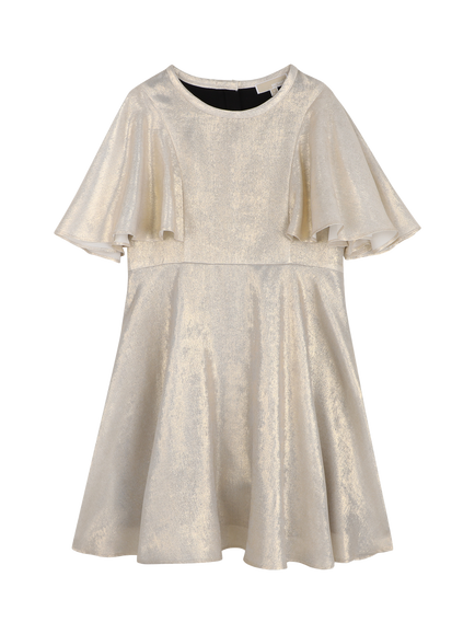 Michael Kors Kids' Metallic Satin Short Sleeve Dress, Gold Yellow, Gold Yellow