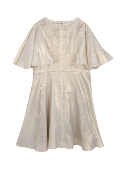 Michael Kors Kids' Metallic Satin Short Sleeve Dress, Gold Yellow - view 2, Gold Yellow