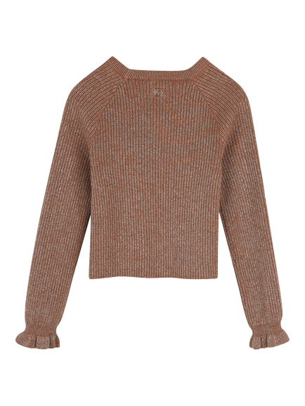 Michael Kors Kids' Long Sleeve Metallic Knit Jumper, Chip - view 2, Chip