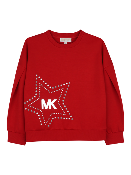 Michael Kors Kids' Metallic Star Logo Sweatshirt, Dark Red, Dark Red